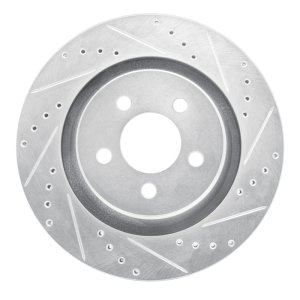 Jeep Liberty Brake Rotor (1) - Front Right - R1 Concepts - Drilled & Slotted - Silver - `11-`12